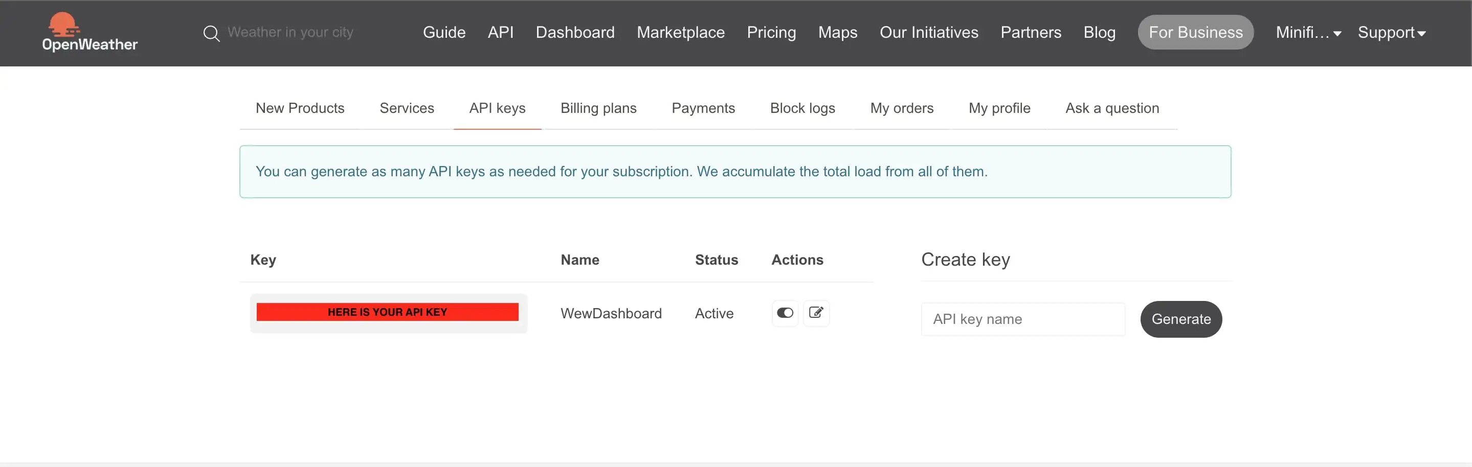 OpenWeather API key